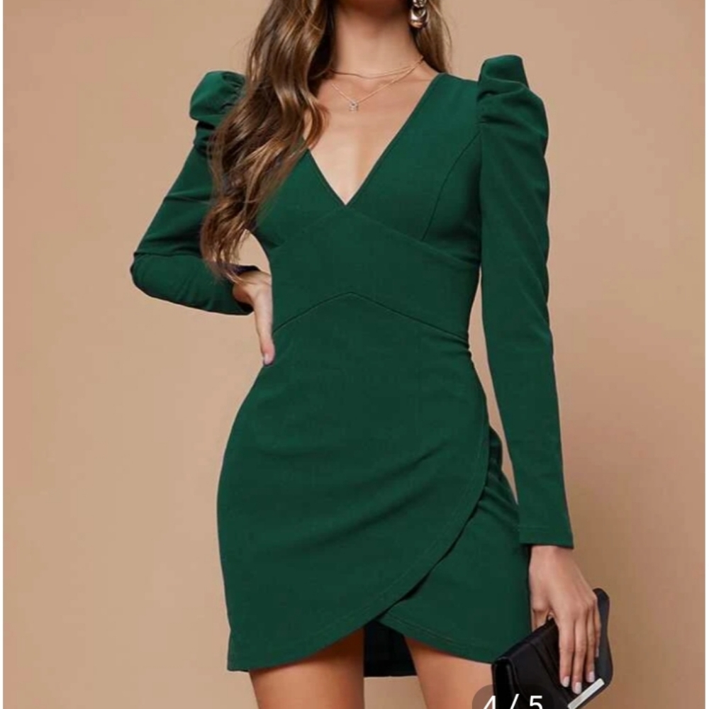Dark green mini dress